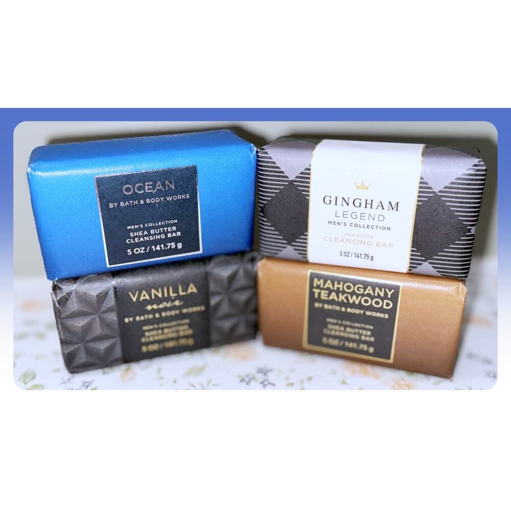 Bath & Body Works 5oz Men's Collection Variety Shea Butter Cleansing Bar Soap x4